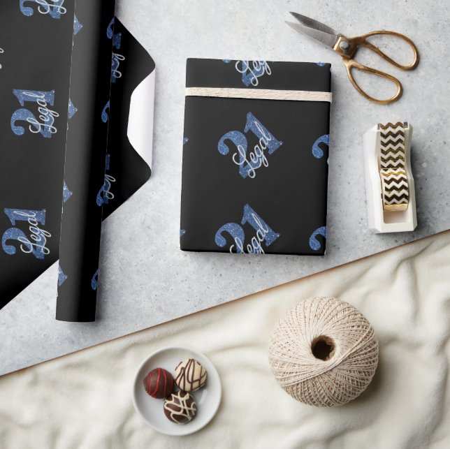 Papier Cadeau 21 et juridique | Parties scintillant Blue Faux 21 (Artisanat)