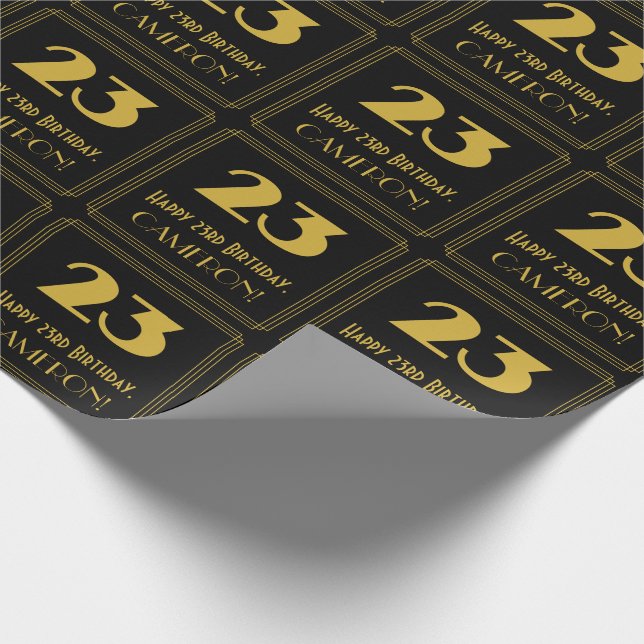 Papier Cadeau 23e Anniversaire – Apparence Inspirée d'Art Déco " (Coin)
