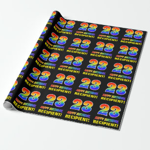 Papier Cadeau 23e anniversaire : Gras, amusant, simple, arc-en-c