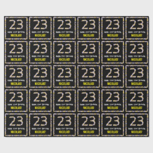 Papier Cadeau 23e Anniversaire : Numéro de fleurs florales, nom