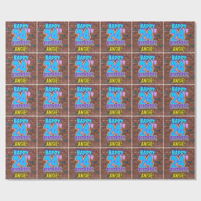 Papier Cadeau 24e anniversaire : Amusant, Graffiti urbain inspir (Plat)