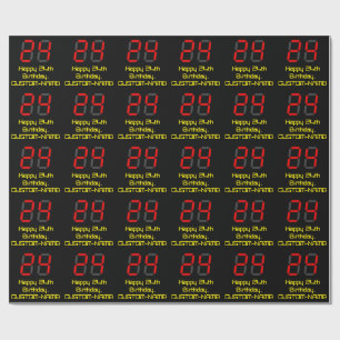 Papier Cadeau 24ème anniversaire : Rouge Digital Horloge Style "