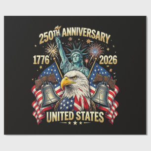 Papier Cadeau 250 Ans Anniversaire Américain 1776-2026 Drapeau U