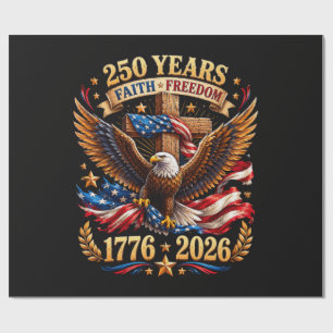 Papier Cadeau 250 Ans de Foi Liberté Aigle Patriotique