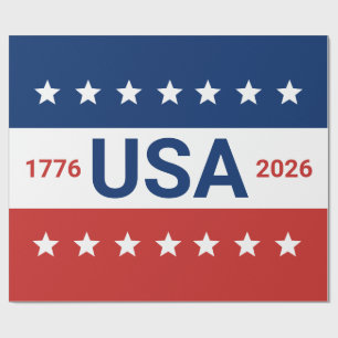 Papier Cadeau 250e anniversaire des États-Unis 1776 2026 Rouge B