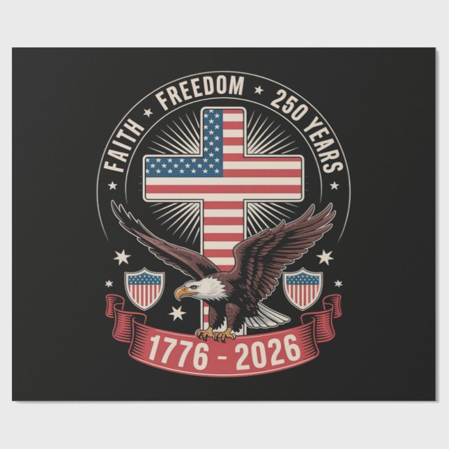 Papier Cadeau 250e anniversaire USA Foi Liberté 4 juillet (Plat)