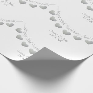 Papier Cadeau 25e anniversaire Mariage d'argent lapin blanc