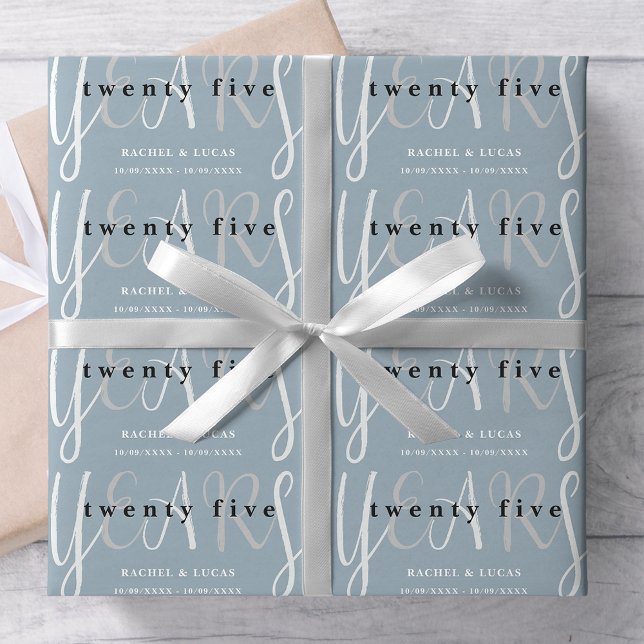Papier Cadeau 25e anniversaire Mariage Silver Blue Cadeau (Créateur téléchargé)