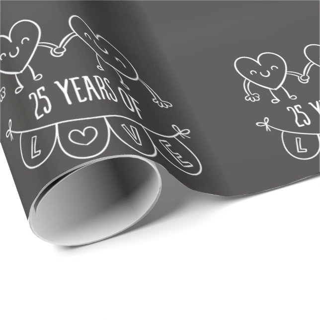 Papier Cadeau 25e Anniversary Poison Chalk Hearts (Coin rond)