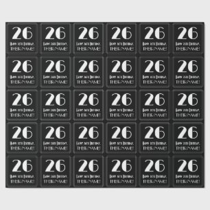 Papier Cadeau 26e anniversaire - Art Déco Inspiré Look "26", Nom