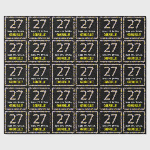 Papier Cadeau 27e Anniversaire : Numéro de fleurs florales, nom