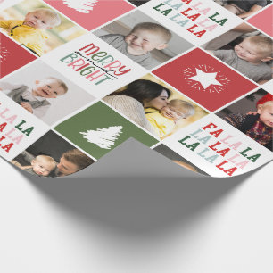 Papier Cadeau 28-Collage de photos Merry & Bright Fa La La Noël
