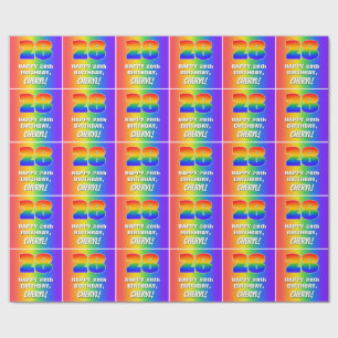 Papier Cadeau 28e anniversaire : coloré, amusant Motif arc-en-ci