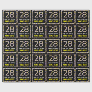 Papier Cadeau 28e Anniversaire : Numéro de fleurs florales, nom 