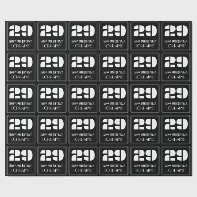 Papier Cadeau 29e anniversaire : Art Déco Inspiré Look "29" & No (Couture)