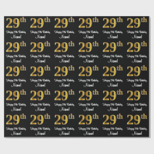 Papier Cadeau 29e anniversaire : Elégant luxe Faux Gold Look #