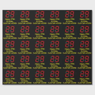 Papier Cadeau 29ème Anniversaire : Style rouge "29" de pendule