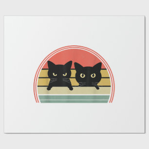 Papier Cadeau 2 Chats noirs Pékin Vintage Retro Chat Animal Love