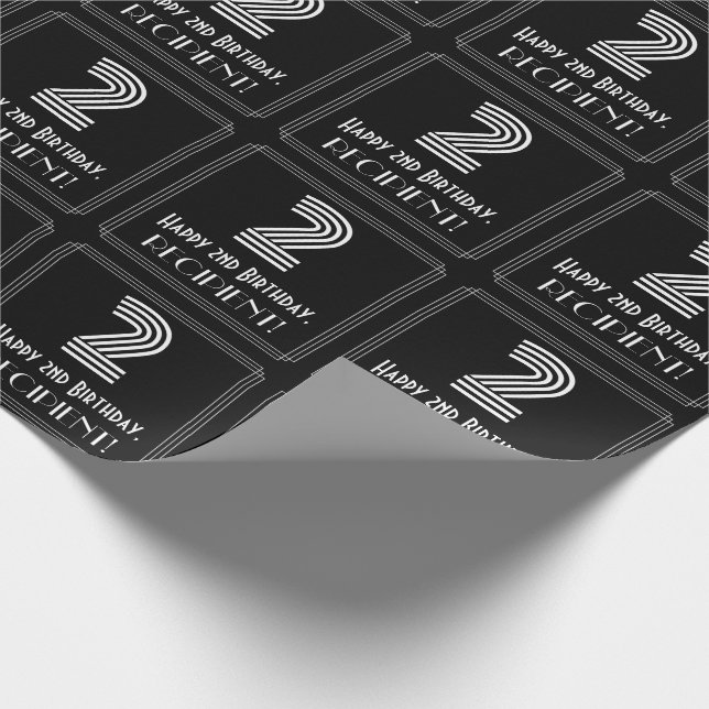 Papier Cadeau 2e anniversaire : Art Déco inspiré Look "2" avec n (Coin)