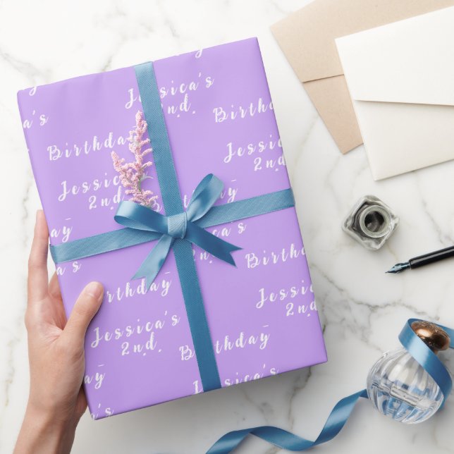 Papier Cadeau 2e anniversaire Mignonne Fille Violet Simple Viole (Cadeaux)
