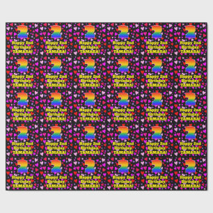 Papier Cadeau 2e anniversaire : Motif des Coeurs Amoureux, Arc-e