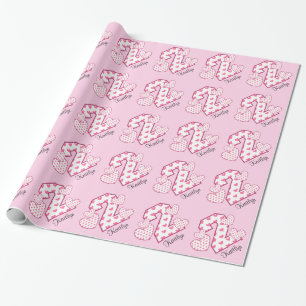 Papier Cadeau 2ème coutume V02X d'anniversaire de COEURS ROSES