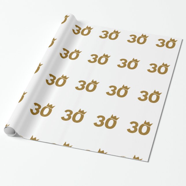 Papier Cadeau 30 Couronne d'or - 30e cadeau d'anniversaire (Déroulé)