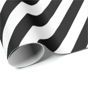 Papier Cadeau 30 x 6 Matte Black White Diagonal Stripes