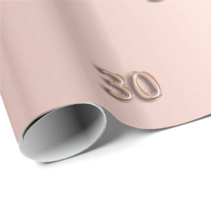 Papier Cadeau 30e anniversaire rose parties scintillant or goutt