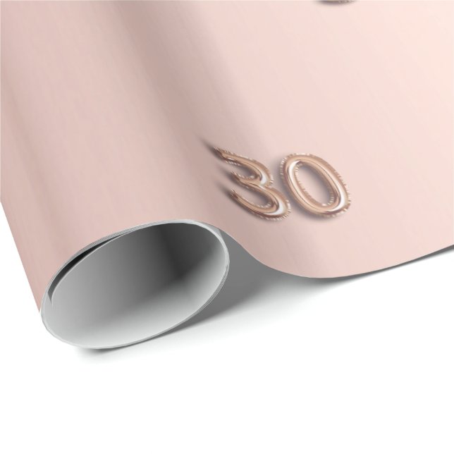 Papier Cadeau 30e anniversaire rose parties scintillant or goutt (Coin rond)