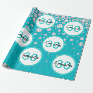 Papier Cadeau 30e anniversaire turquoise parties scintillant ver