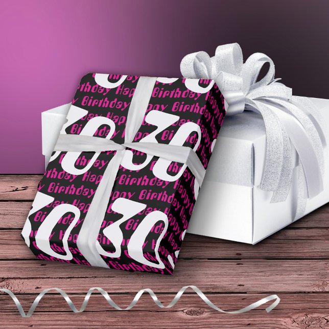 Papier Cadeau 30e anniversaire typographie âge personnalisé (Créateur téléchargé)