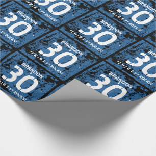 Papier Cadeau 30ème Motif grunge BLEU F3Z de roches de