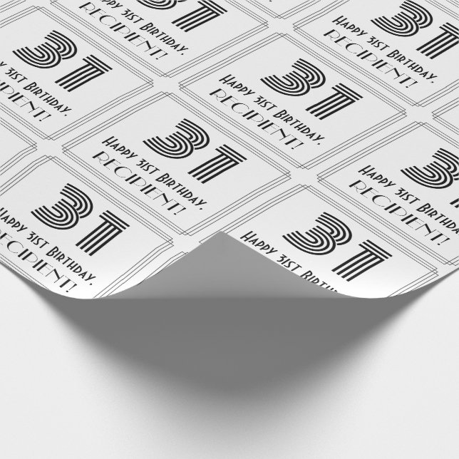 Papier Cadeau 31e anniversaire : Art Déco Style inspiré "31" + N (Coin)