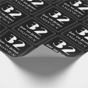 Papier Cadeau 32e anniversaire - Art Déco Inspiré Look "32", Nom