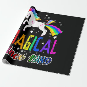 Papier Cadeau 32e anniversaire de la peinture magique Unicorn Ar