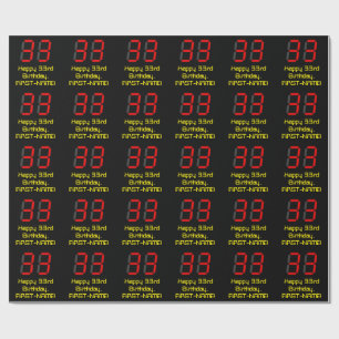 Papier Cadeau 33ème anniversaire : Rouge Digital Clock Style "33
