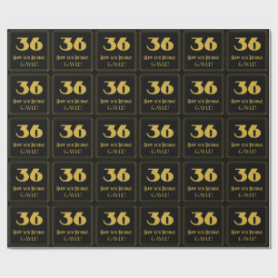 Papier Cadeau 36e Anniversaire – Apparence inspirée d'Art Déco "