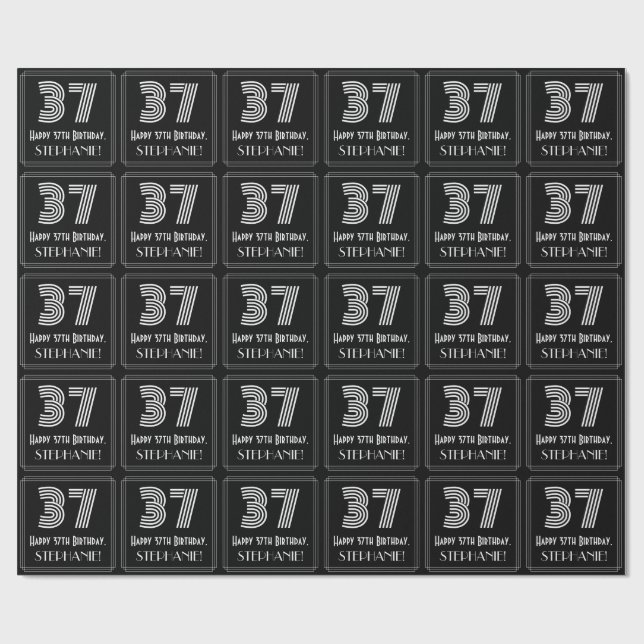 Papier Cadeau 37e anniversaire : Art Déco Inspiré Look "37" avec (Plat)