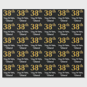 Papier Cadeau 38e anniversaire : Elégant luxe Faux Gold Look #