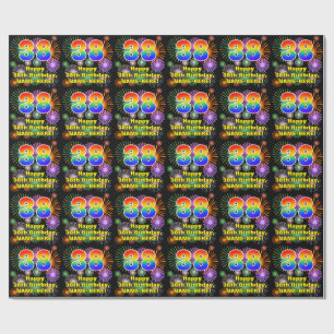 Papier Cadeau 38e anniversaire : Fun Fireworks, Rainbow Look # "