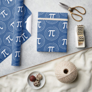 Papier Cadeau 3.14 Numéro Pi Jour Spiral Bleu Pi