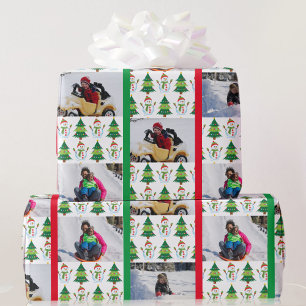 Papier Cadeau 3 Modèle photo Snowman Enfants Amusants Famille En