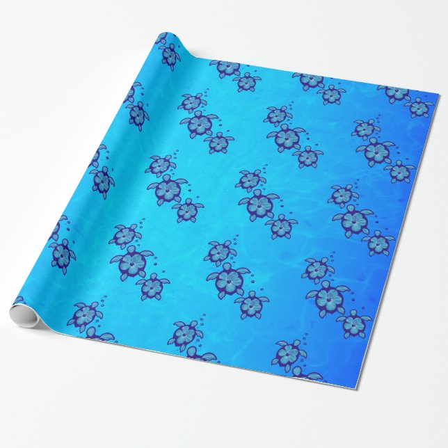 Papier Cadeau 3 tortues bleues de Honu (Déroulé)