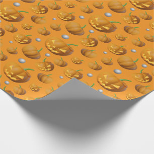 Papier Cadeau 3D Jack O'Lantern et Motif Citrouille