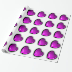 Papier Cadeau 3D Purple Hearts Valentine's Day Mariage Cadeau
