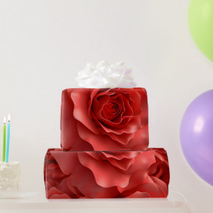 Papier Cadeau 3D Red Roses Motif sans couture Saint Valentin