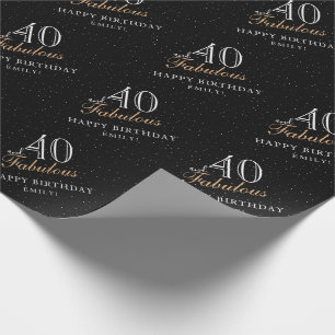 Papier Cadeau 40 ans et Fabuleux Moderne Noir 40e Anniversaire
