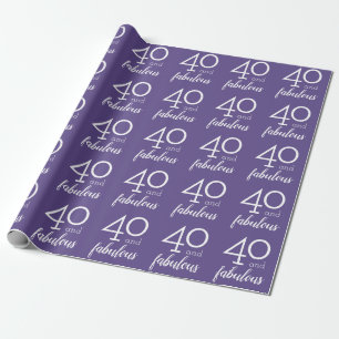 Papier Cadeau 40 et quarantième violette et blanc fabuleux