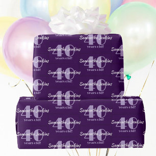 Papier Cadeau 40e Anniversaire Chic Purple Custom